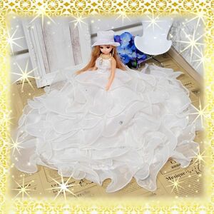 【フリルホワイト】リカちゃん豪華すぎるドレス★アクセサリー付き