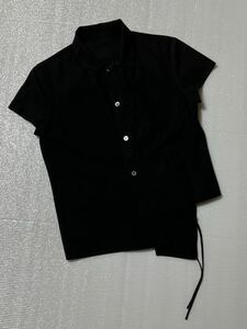 Y's Yohji Yamamoto ＋NOIR シャツ 半そで アシンメトリー 黒 美品☆サイズ2☆ワイズ ヨウジ ヤマモト☆ヤフネコ!無料　