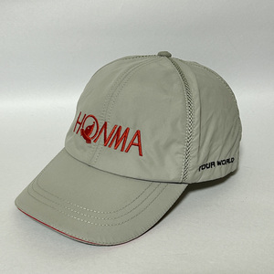 ★HONMA GOLF ゴルフ キャップ 帽子 ナイロン ポリエステル バックマジックテープ 灰色 グレー TOUR WORLD