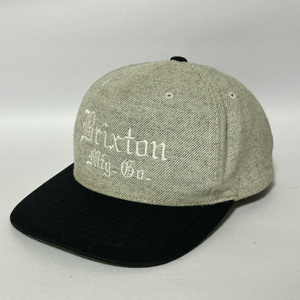 美品★BRIXTON ブリクストン ウール ベースボールキャップ 帽子 スナップバック グレー ブラック ツバ裏緑