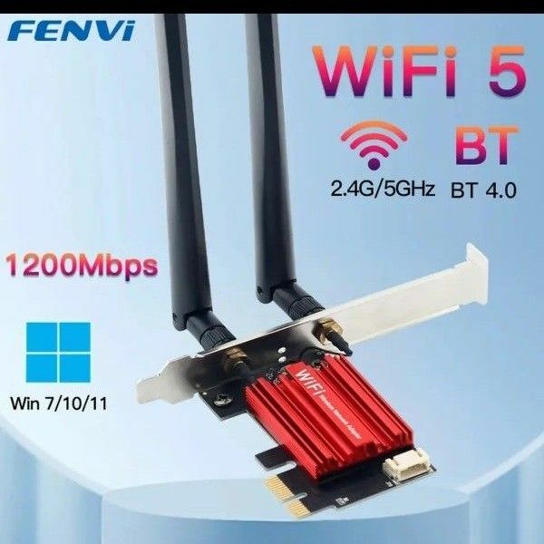 Fenvi wifi 5 pci-eワイヤレスアダプターac1200 ネットワーク2.4g/5ghz Bluetooth