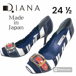 ダイアナ DIANA レザー キャンバス パンプス 日本製 箱付