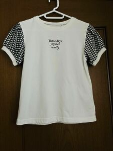 サラッとTシャツ　フレンチガーリー風　袖チェック柄