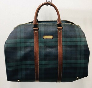 [9626] RalphLoren Ralph Lauren сумка "Boston bag" проверка зеленый серия кожа 