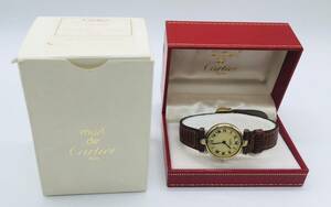 [9890] Cartier Must Vendome verumeiyuQZ SV925 ivory face lady's wristwatch silver Cartier