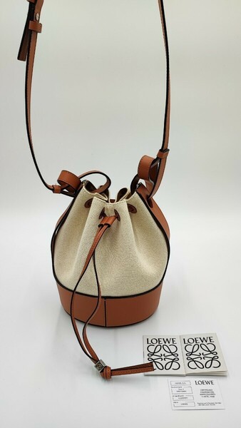 LOEWEバルーンバッグ スモール キャンバス×レザー 2wayショルダーバッグ