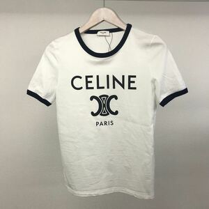 美品★CELINE/セリーヌ　トリオンフ コットンジャージー Tシャツ　カットソー ネイビー 2X872671Q.01NB　Sサイズ 