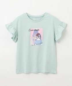 any FAM KIDS◆新品 袖フリル エモプリント Ｔシャツ 半袖 ライム系 定価1980円 オンワード樫山◆size150