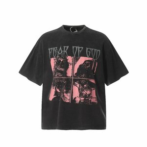 FEAR OF GOD フィアオブゴッド THE SISTER OF MERCY半袖 プリント Tシャツ ユニセックス ヴィンテージ 暗黒系 Lサイズ