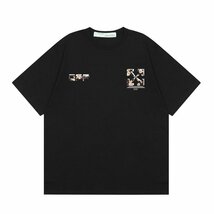 オフホワイト Off White 黒 半袖Tシャツ 半分ARROW 花柄 男女兼用 半袖シャツ カットソー 夏 トップス　Lサイズ_画像2