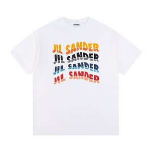 jil sander ジルサンダー 半袖tシャツ 白 ロゴシャツ 丸襟 おしゃれ 半袖 カットソー 夏 トップス Lサイズ