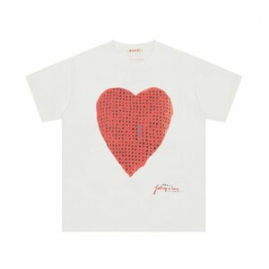 MARNI short sleeves T-shirt stylish Heart pattern Logo shirt cut and sewn white man and woman use 38 size (155/80A)