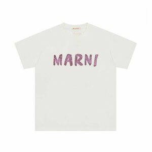 MARNI マルニ ロゴ入り コットン製 半袖Tシャツ ホワイト カットソー ユニセックス 40サイズ（160/84A）