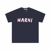MARNI マルニ ロゴ入り コットン製 半袖Tシャツ ブラック×ピンク カットソー ユニセックス 38サイズ（155/80A）_画像1