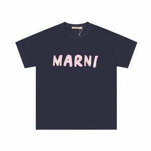 MARNI マルニ ロゴ入り コットン製 半袖Tシャツ ブラック×ピンク カットソー ユニセックス 38サイズ（155/80A）