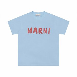 MARNI マルニ ロゴ入り コットン製 半袖Tシャツ ブルー カットソー ユニセックス 40サイズ（160/84A）