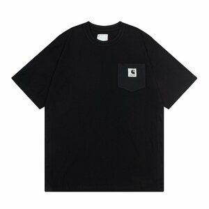 Carhartt x sacai T-shirt 半袖ｔシャツ 男女兼用 サカイ×カーハート 3サイズ ブラック