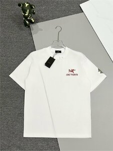 ARC‘TERYX アークテリクス ラウンドネック 竜刺繍 半袖 Tシャツ コットン 快適 カットソー ホワイト Lサイズ
