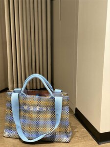  Marni MARNI shopping bag picnic bag high capacity blue stylish fashion bag 
