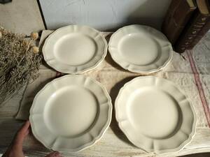  France antique monkey gminn flower rim desert plate 4 pieces set 21cm