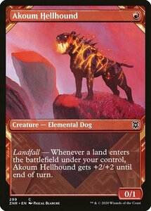 MTG ■赤/英語版■ 《アクームのヘルハウンド/Akoum Hellhound》★ショーケースFOIL★ ゼンディカーの夜明け ZNR