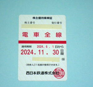 最新 （西鉄）西日本鉄道 株主優待乗車証　定期型(電車) 送料無料