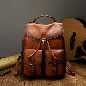  new arrival * handmade hand dyeing original leather men's bag rucksack 2way A4 correspondence 12.5 -inch iPad business rucksack cow leather commuting going to school 