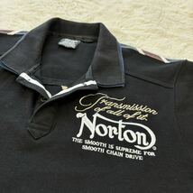 背中のデザインかっこいい！　Norton　ノートン　コットン　豪華刺繍　半袖ポロシャツ　ブラック　メンズ　　XL 黒　ユニオンジャック_画像5