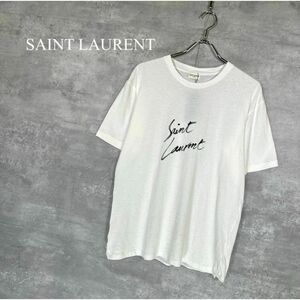 『SAINT LAURENT』サンローラン (XS) ロゴプリント Tシャツ