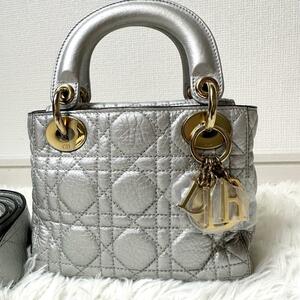 美品　Dior レディーディオール　ミニ　カナージュ　2way バンド　シルバー