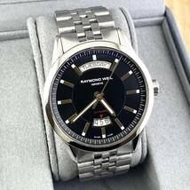 【1円〜】RAYMOND WEIL レイモンドウィル 腕時計 メンズ AT 自動巻 2720 ブラック文字盤 ラウンドフェイス 裏スケ デイデイト 訳有 可動品_画像3