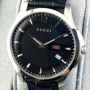 [1 иен ~]GUCCI Gucci наручные часы мужской 126.3 G-TIMELESS G время отсутствует черный циферблат GG раунд лицо Sherry Date передвижной товар 