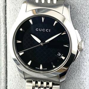 [1 иен ~]GUCCI Gucci наручные часы женский 126.5 G-TIMELESS G время отсутствует черный циферблат GG раунд лицо Date стандартный товар 