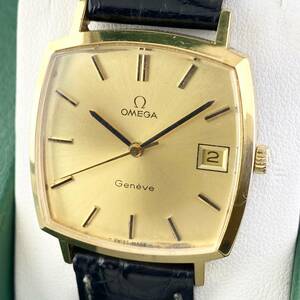 [1 jpy ~]OMEGA Omega wristwatch men's AT self-winding watch DE VILE De Ville silver face square antique Date moveable goods 