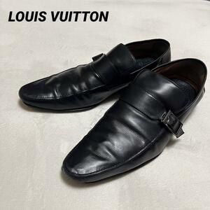 1円〜　ルイヴィトン レザー ローファー　ビジネス　ブラック　 黒 LOUIS VUITTON 27.5cm