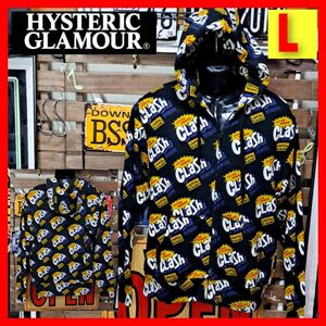 HYSTERIC GLAMOUR×THE CLASH ヒステリックグラマー　ザクラッシュ　総柄ロゴ　ジップアップ　パーカー　L