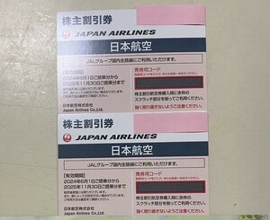 JAL株主優待券　２枚【２０２４年６月１日～２０２５年１１月３０日搭乗分まで】