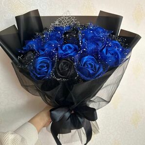 20本青黒バラブーケ　プレゼント お祝い 枯れない花 永生薔薇　特別な人へ