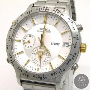 1円～SEIKO セイコー スピリット ワールドタイム メンズ ウォッチ 6M15-7010◆クリックポストor佐川◆ 5/24(金)終 ◆質屋-9726