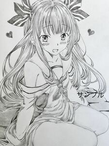 Art hand Auction Doujinshi Hand-Drawn artwork illustration A4 original girl② monochrome pencil drawing, Comics, Anime Goods, Hand-drawn illustration