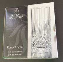 【未使用品/送料無料】 Royal Doulton ロイヤルドルトン クリスタルグラス ハイボール タンブラー 未使用グラス 4個セット 箱付き_画像3