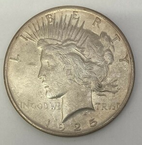 1円～【保管品】1925年 アメリカ ピースダラー リバティ 1ドル銀貨 コイン 重量26.7ｇ 直径38.0㎜