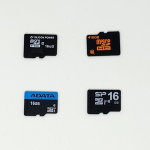 動作品★micro SDカード 16GB 4枚 中古 フォーマット済 ADATA Silicon Power等 マイクロSDカード No.3