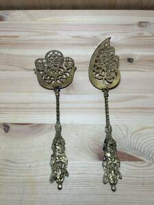  antique bonbon spoon cutlery brass Vintage Gold 