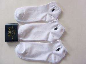 POLO Ralph Lauren new goods!3 pairs set Mark embroidery ankle socks 25-27cm white free shipping RALPHLAUREN socks 