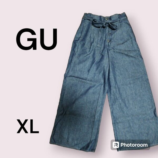 新品未使用品　GU デニムワイドパンツ　XL 