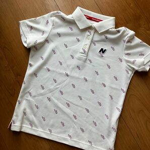 ニューバランスゴルフ　レディースゴルフウェア　半袖ポロシャツ　サイズ0 ホワイト　総柄
