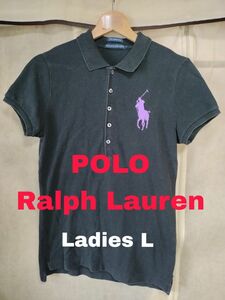 特価品 POLO RALPH LAUREN ポロラルフローレン レディースポロシャツ サイズL ビッグポニー 色ブラック