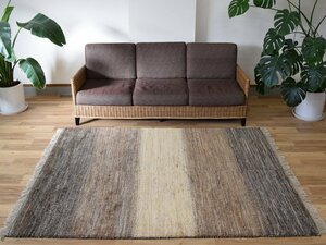 【1円スタート】新品 ペルシャ ギャッベ 201 x 157 cm 縦2m 横1.5m 3㎡ 3帖程度 天然 肉厚 ウール 手織り ギャベ ラグ 絨毯 カーペット