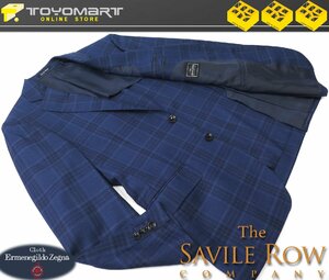 9014●Savile Row サビルロウ●新品 【エルメネジルド・ゼニア】 チェック柄 シルク混 プレミアムスタンダードジャケット　ネイビー/A7